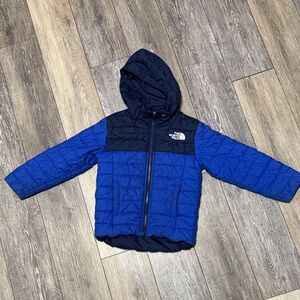 Boys The North Face Blue and Black Quilted Jacket